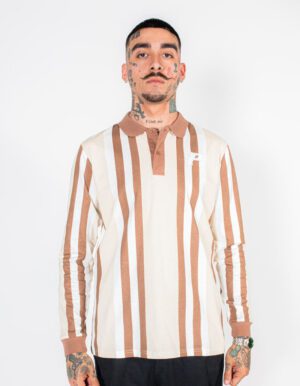 Polera Pimps Hombre Stripe Polo Café Beige